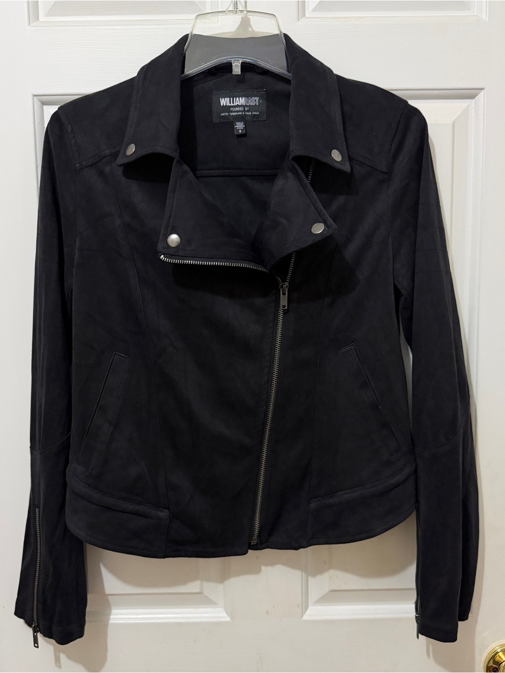 WilliamRast/Justin Timberline/Trace Alaya Black Faux Suede Moto Jacket szWomen S